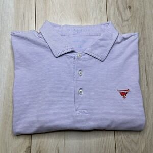 B Draddy Men's Polo Myopia Hunt Club Striped Performance Golf Shirt XL Purple